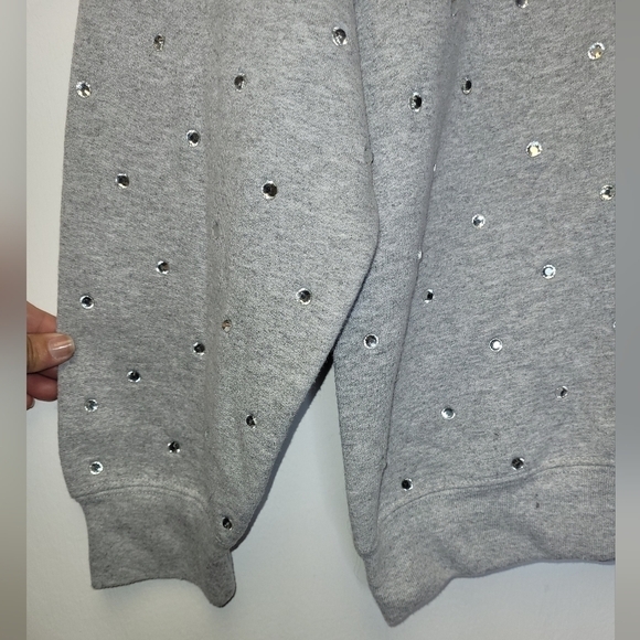 CAMAR OVERSIZED RHINESTONE CREW NECK SWEATSHIRT TUNIC DRESS IN GREY SIZE S - Picture 7 of 16